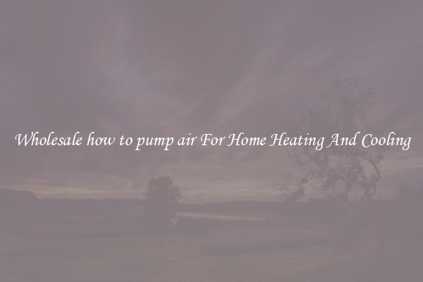 Wholesale how to pump air For Home Heating And Cooling